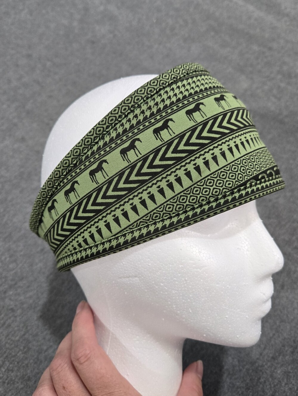 Kerrits Rail Side Fleece Headband Green Black Equestrian Winter Riding